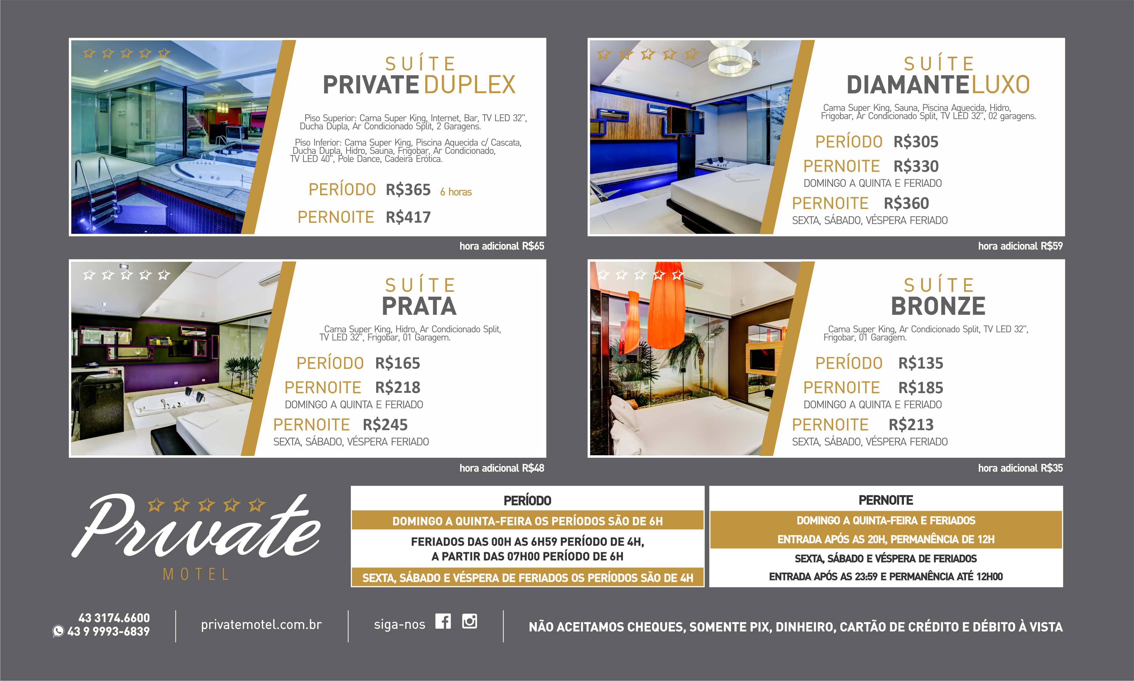 Tabela de Preços Motel Private